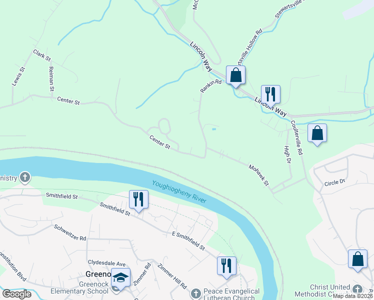 map of restaurants, bars, coffee shops, grocery stores, and more near 2323 Center Street in White Oak