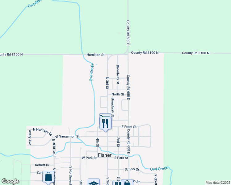 map of restaurants, bars, coffee shops, grocery stores, and more near 110 North Street in Fisher