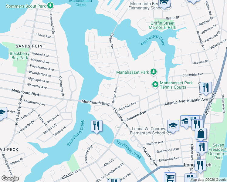 map of restaurants, bars, coffee shops, grocery stores, and more near 506 Patten Ave in Long Branch