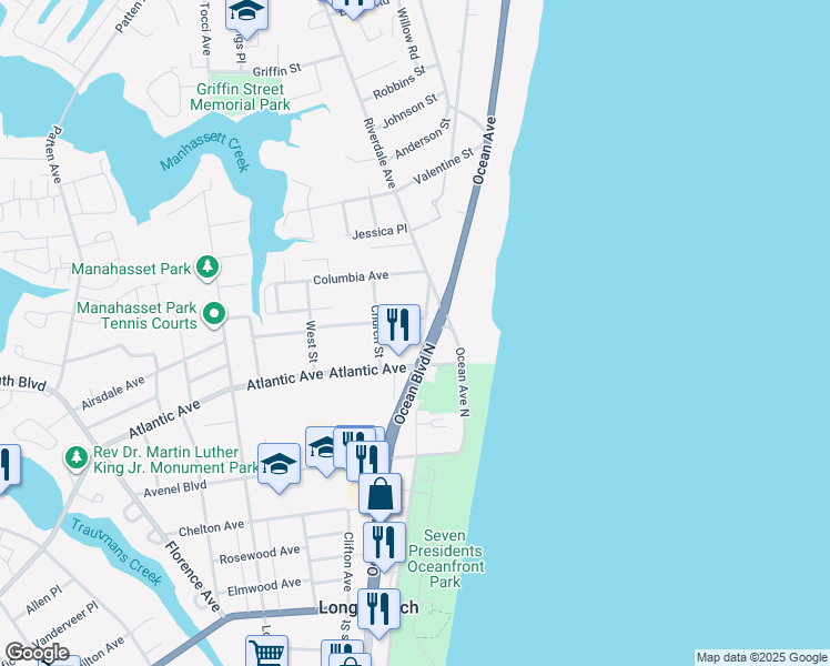 map of restaurants, bars, coffee shops, grocery stores, and more near 476 Neptune Ave in Long Branch