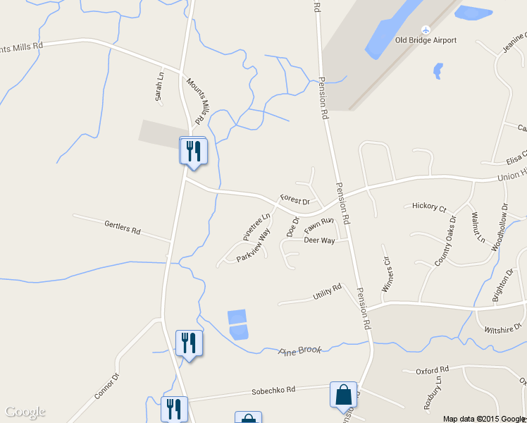 map of restaurants, bars, coffee shops, grocery stores, and more near 7 Pinetree Lane in Manalapan Township