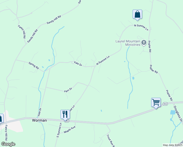 map of restaurants, bars, coffee shops, grocery stores, and more near 412 North Sunrise Lane in Boyertown
