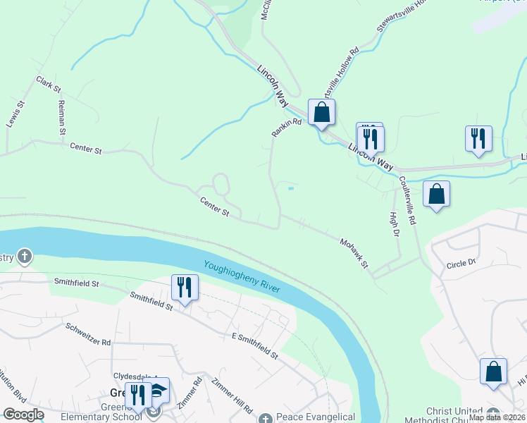 map of restaurants, bars, coffee shops, grocery stores, and more near 2323 Center Street in White Oak