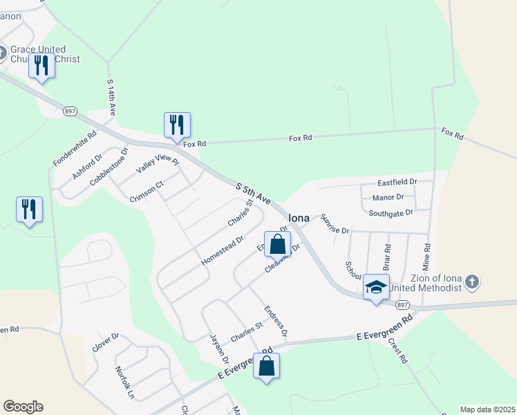 map of restaurants, bars, coffee shops, grocery stores, and more near 161 Homestead Drive in Lebanon