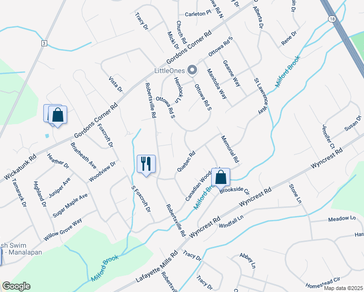 map of restaurants, bars, coffee shops, grocery stores, and more near 10 Totten Court in Marlboro