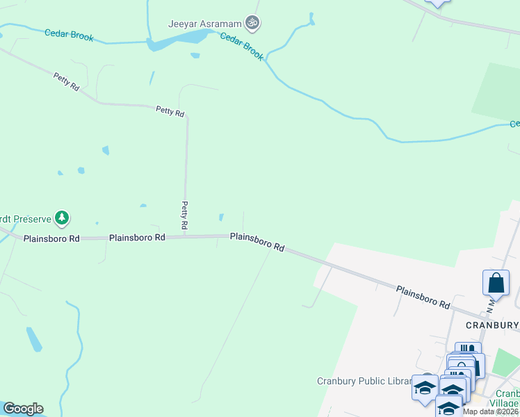 map of restaurants, bars, coffee shops, grocery stores, and more near 154 Plainsboro Road in Cranbury Township