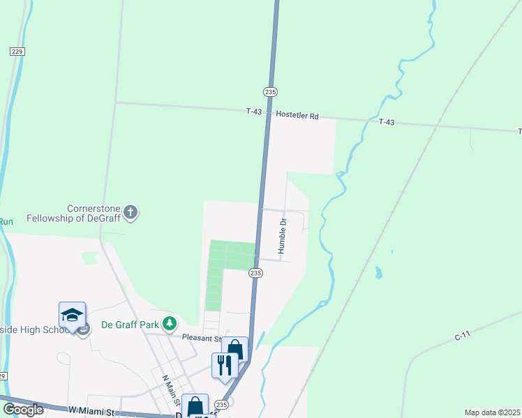 map of restaurants, bars, coffee shops, grocery stores, and more near 698 Cretcher St in De Graff