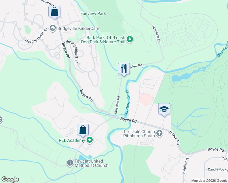 map of restaurants, bars, coffee shops, grocery stores, and more near 1741-1785 Mayview Road in Bridgeville