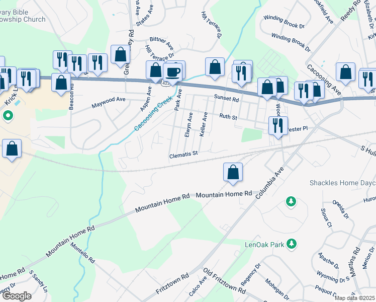 map of restaurants, bars, coffee shops, grocery stores, and more near 1008 Clematis Street in Sinking Spring