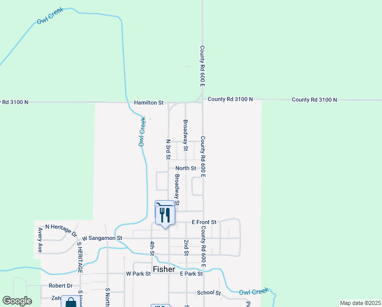 map of restaurants, bars, coffee shops, grocery stores, and more near 110 North Street in Fisher