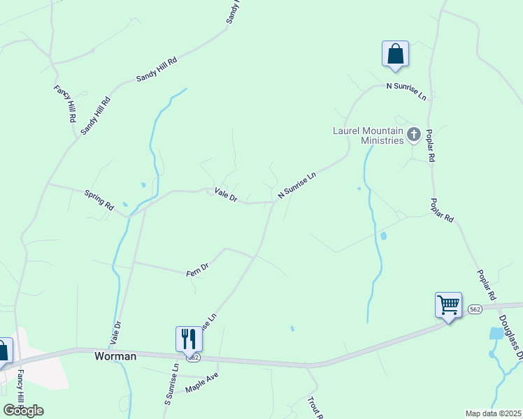 map of restaurants, bars, coffee shops, grocery stores, and more near 412 North Sunrise Lane in Boyertown