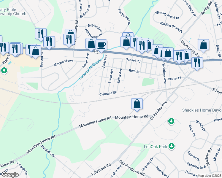 map of restaurants, bars, coffee shops, grocery stores, and more near 235 Elwyn Avenue in Sinking Spring