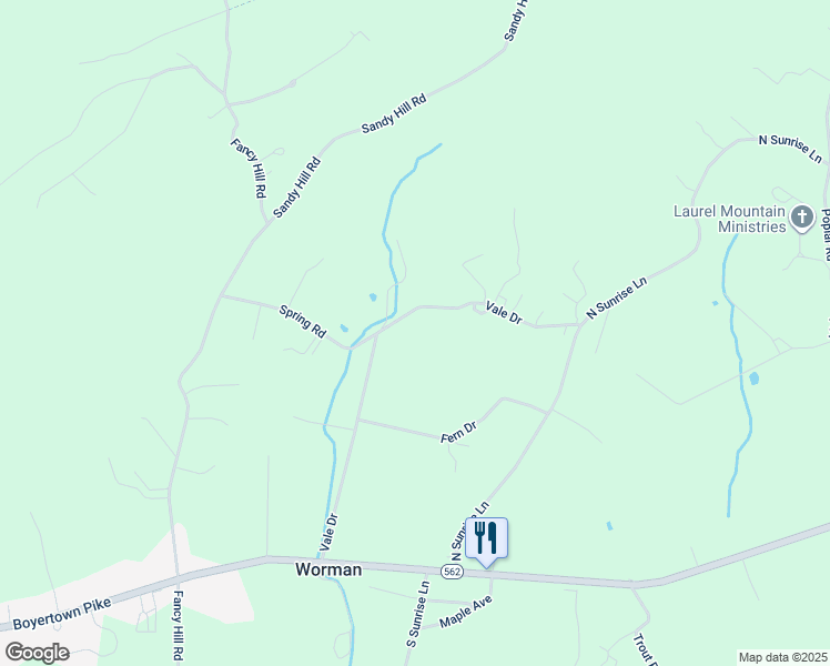 map of restaurants, bars, coffee shops, grocery stores, and more near 109 Vale Drive in Boyertown