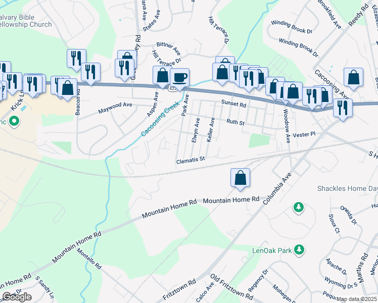 map of restaurants, bars, coffee shops, grocery stores, and more near 224 Elwyn Avenue in Sinking Spring