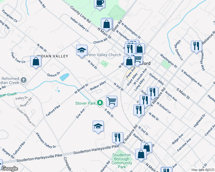 map of restaurants, bars, coffee shops, grocery stores, and more near 20 Ryan Ct in Telford