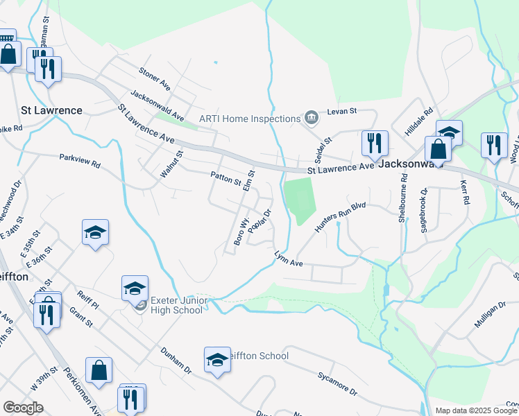 map of restaurants, bars, coffee shops, grocery stores, and more near 3802 Patton Street in Reading