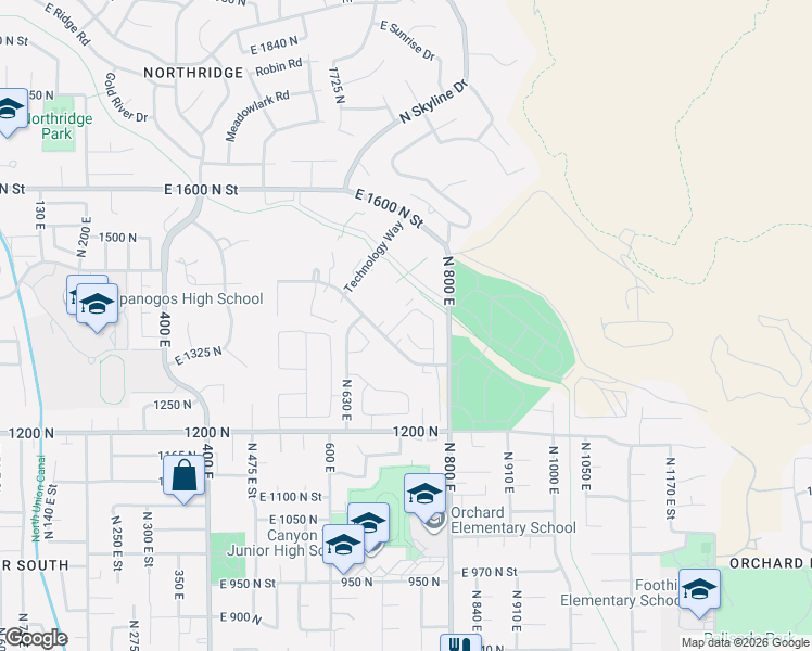 map of restaurants, bars, coffee shops, grocery stores, and more near 701 Timpanogos Parkway in Orem