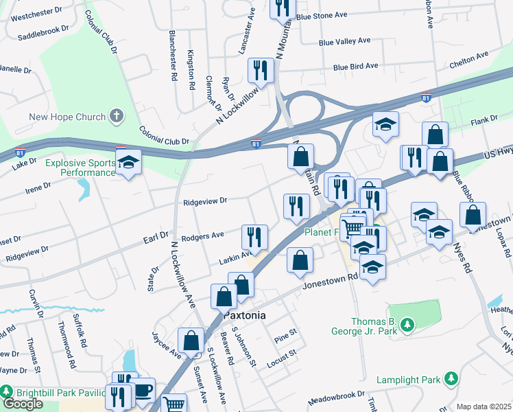 map of restaurants, bars, coffee shops, grocery stores, and more near 209 Lincoln Street in Harrisburg