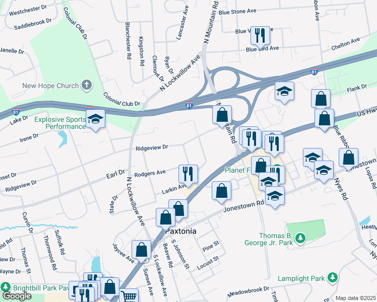 map of restaurants, bars, coffee shops, grocery stores, and more near 209 Lincoln Street in Harrisburg