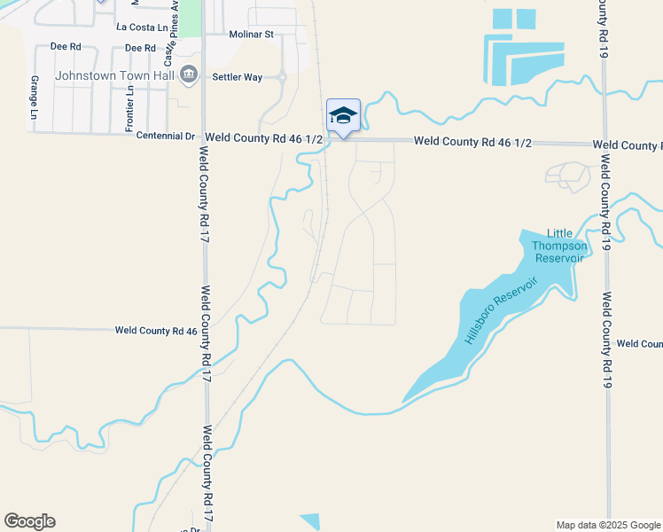 map of restaurants, bars, coffee shops, grocery stores, and more near 8316 County Road 46 1/2 in Milliken