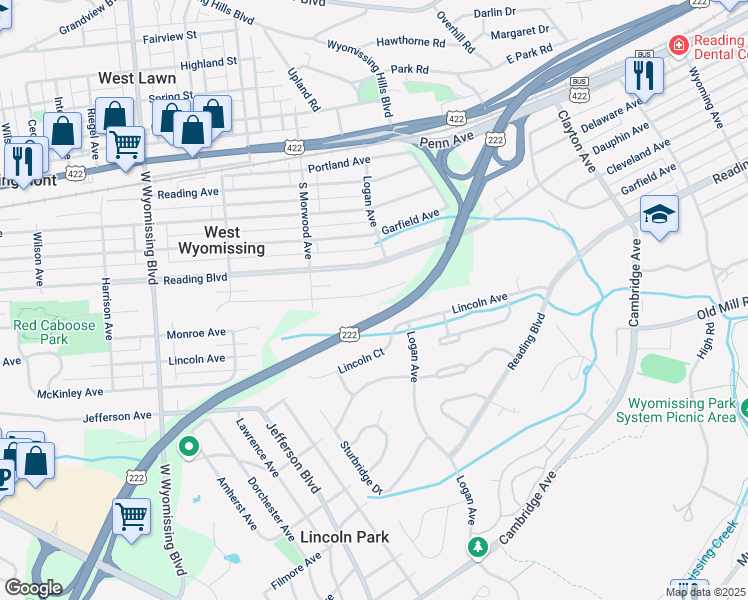 map of restaurants, bars, coffee shops, grocery stores, and more near 2022 Girard Avenue in West Lawn