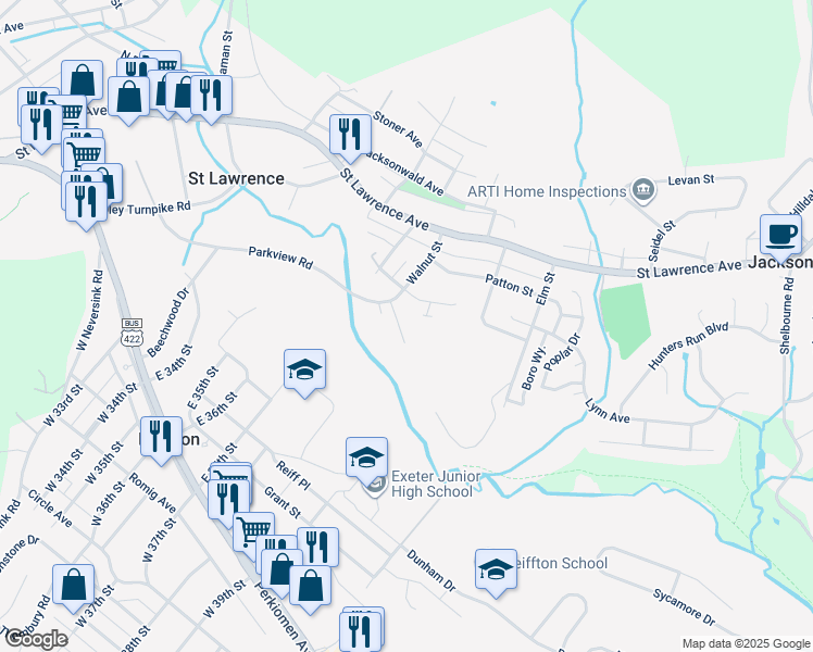 map of restaurants, bars, coffee shops, grocery stores, and more near 89 Maci Way in Reading