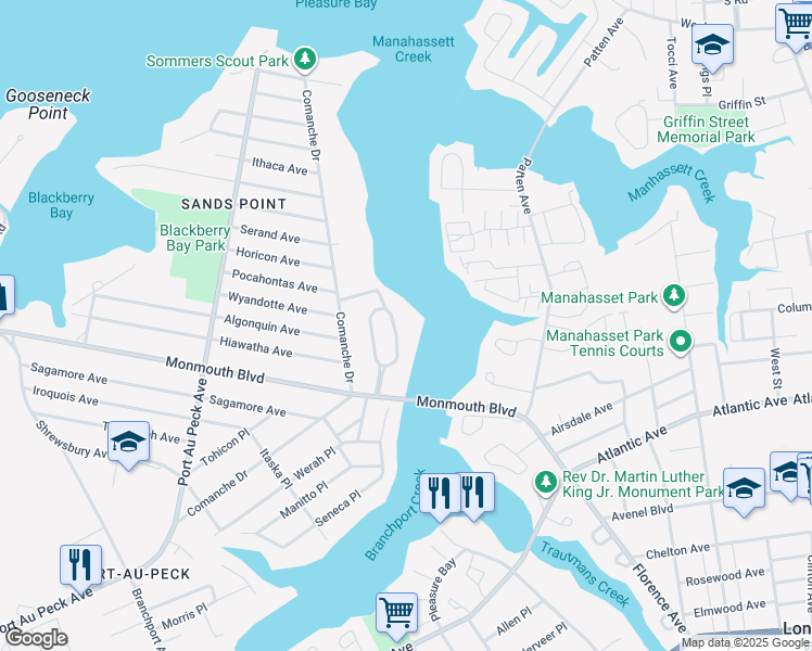map of restaurants, bars, coffee shops, grocery stores, and more near 33 Wardell Circle in Oceanport