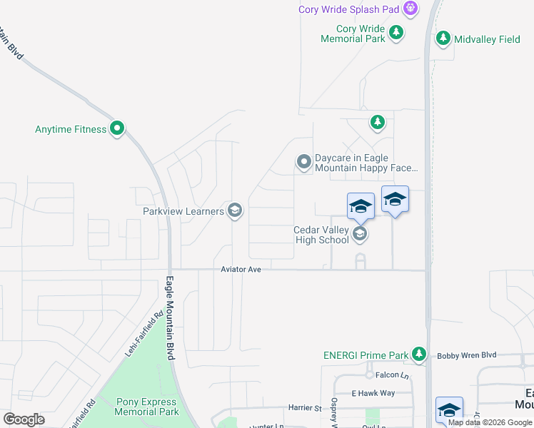 map of restaurants, bars, coffee shops, grocery stores, and more near 1074 Blazing Sun Drive in Eagle Mountain