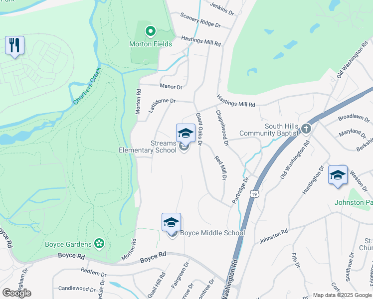 map of restaurants, bars, coffee shops, grocery stores, and more near 1560 Ashlawn Drive in Upper Saint Clair