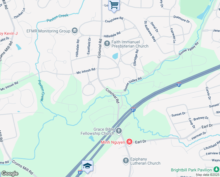 map of restaurants, bars, coffee shops, grocery stores, and more near 1502 Knollcrest Road in Harrisburg