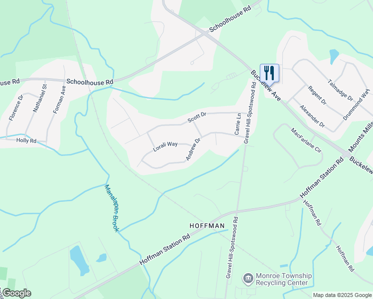 map of restaurants, bars, coffee shops, grocery stores, and more near 4 Lorali Way in Monroe Township