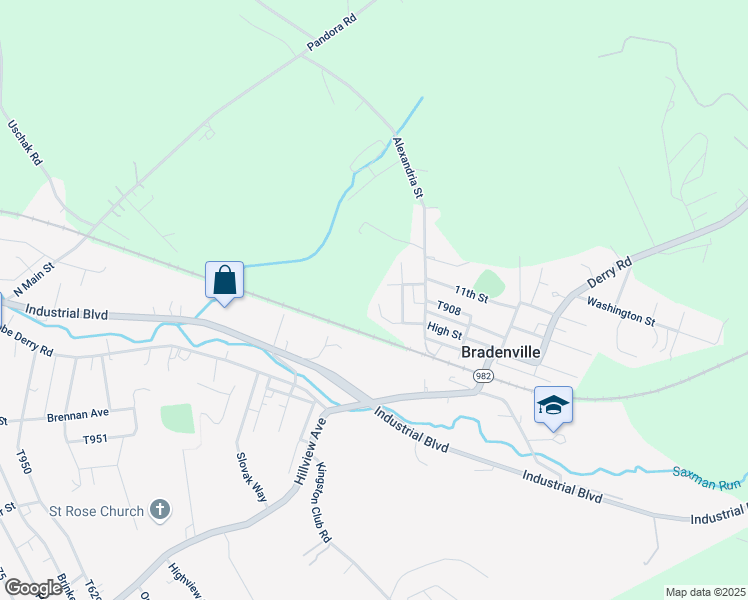 map of restaurants, bars, coffee shops, grocery stores, and more near 1200 High Street in Bradenville