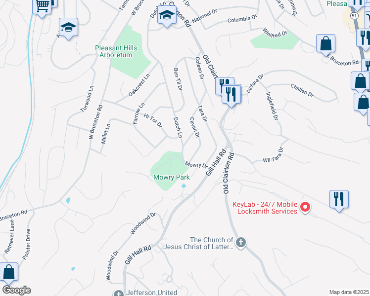 map of restaurants, bars, coffee shops, grocery stores, and more near 371 Dutch Lane in Pleasant Hills