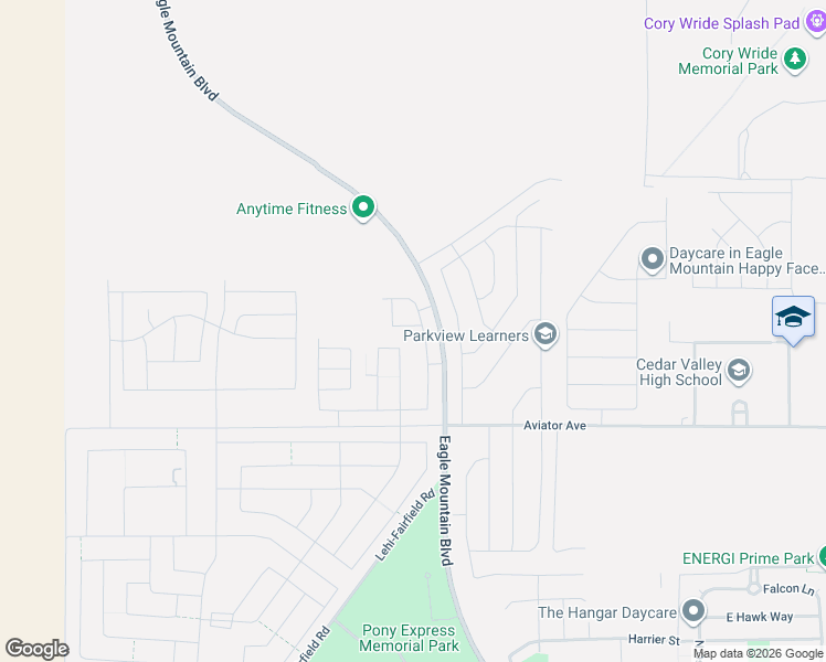 map of restaurants, bars, coffee shops, grocery stores, and more near Garden Drive in Eagle Mountain