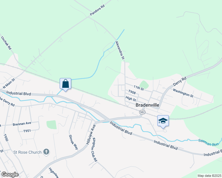 map of restaurants, bars, coffee shops, grocery stores, and more near 1200 High Street in Bradenville