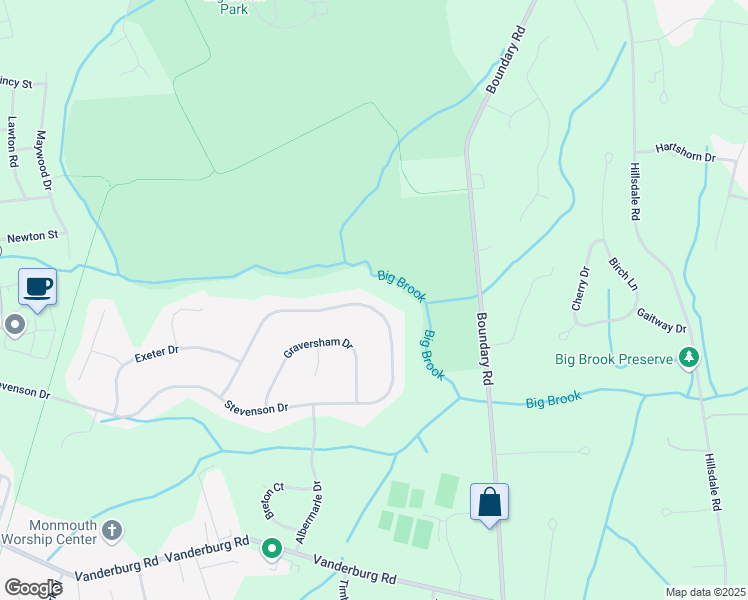 map of restaurants, bars, coffee shops, grocery stores, and more near 73 Stevenson Drive in Marlboro Township