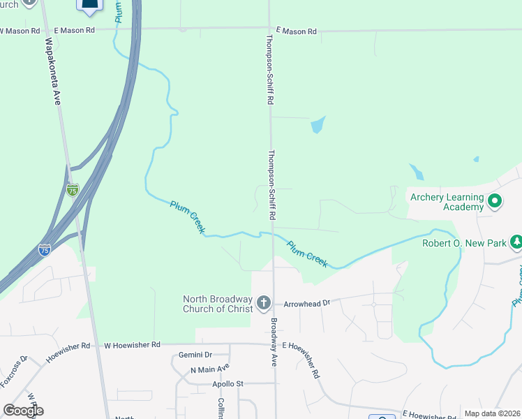 map of restaurants, bars, coffee shops, grocery stores, and more near 3095 Thompson-Schiff Road in Sidney