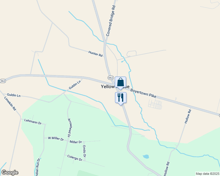 map of restaurants, bars, coffee shops, grocery stores, and more near 6735 Boyertown Pike in Douglassville