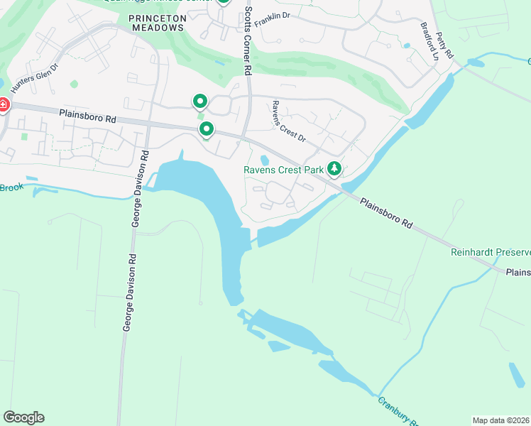 map of restaurants, bars, coffee shops, grocery stores, and more near 1017 Aspen Drive in Princeton Meadows