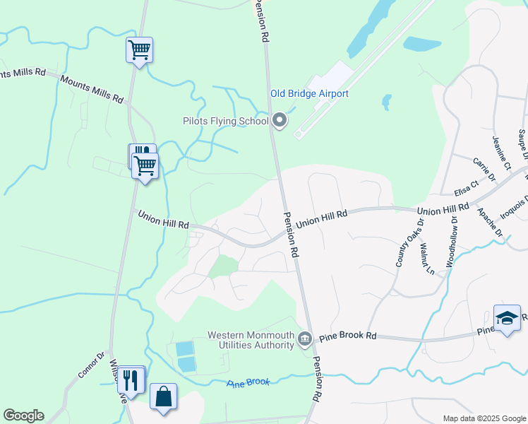 map of restaurants, bars, coffee shops, grocery stores, and more near 4 Cedar Court in Manalapan Township