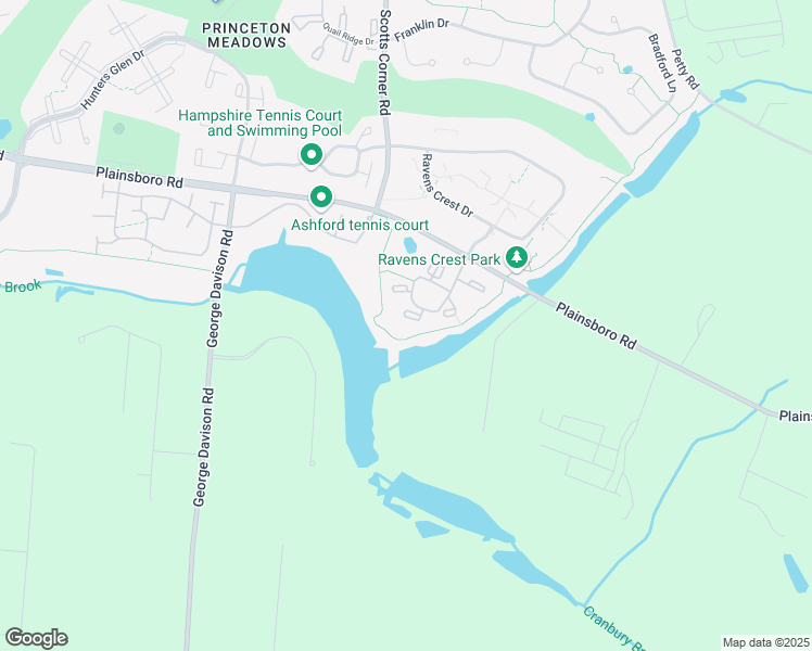 map of restaurants, bars, coffee shops, grocery stores, and more near 1017 Aspen Drive in Princeton Meadows
