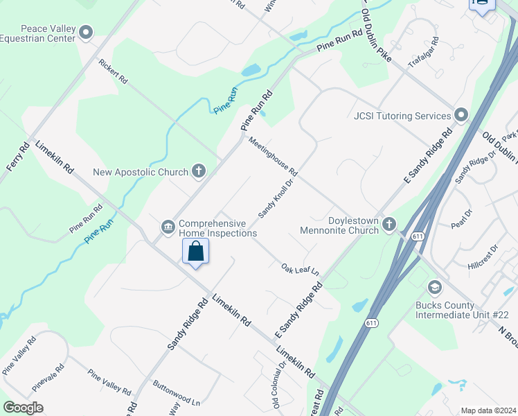map of restaurants, bars, coffee shops, grocery stores, and more near 337 Sandy Knoll Drive in Doylestown