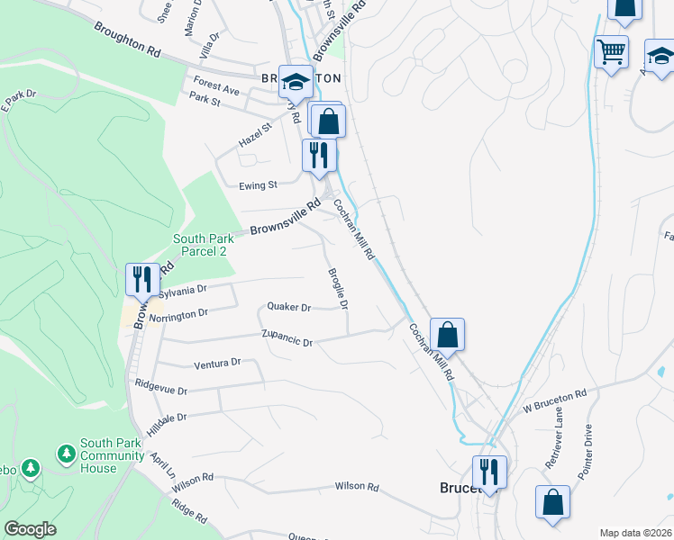 map of restaurants, bars, coffee shops, grocery stores, and more near 937 Broglie Drive in Pittsburgh