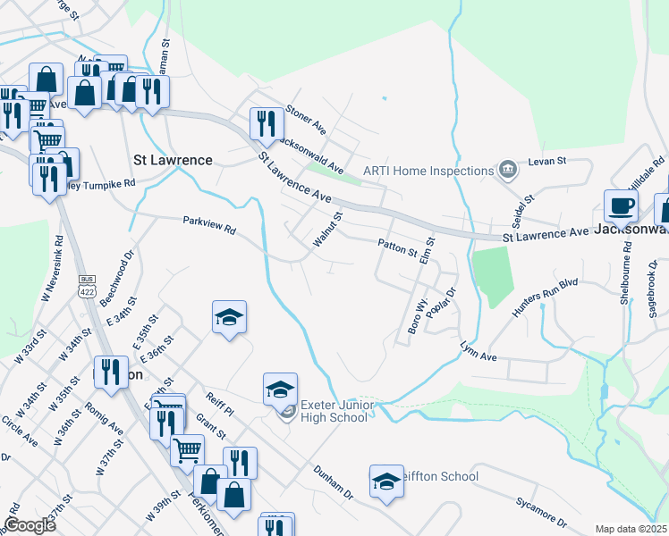 map of restaurants, bars, coffee shops, grocery stores, and more near 3622 Orchard Ct in Reading