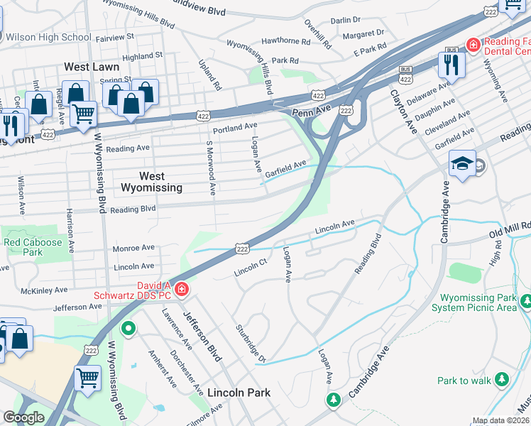 map of restaurants, bars, coffee shops, grocery stores, and more near 2003 Girard Avenue in West Lawn