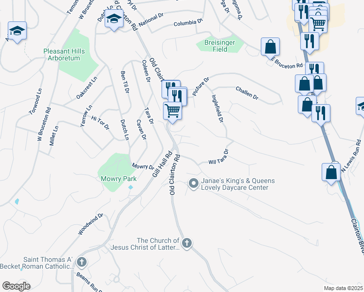 map of restaurants, bars, coffee shops, grocery stores, and more near 100 Garden Gate Drive in Pittsburgh