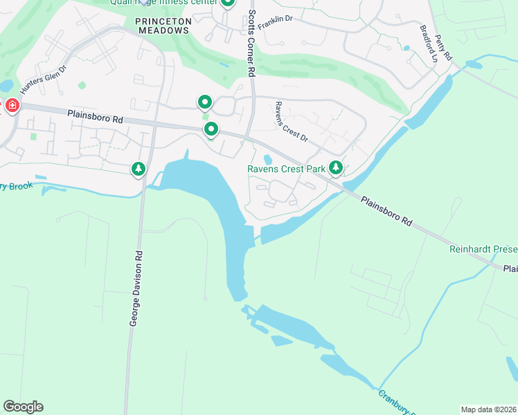 map of restaurants, bars, coffee shops, grocery stores, and more near 1103 Aspen Drive in Plainsboro Township