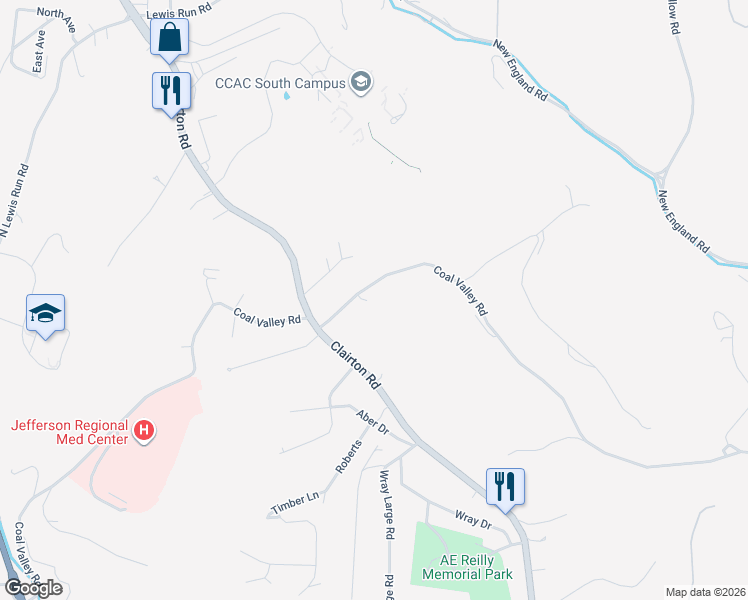 map of restaurants, bars, coffee shops, grocery stores, and more near 453 Coal Valley Road in Clairton