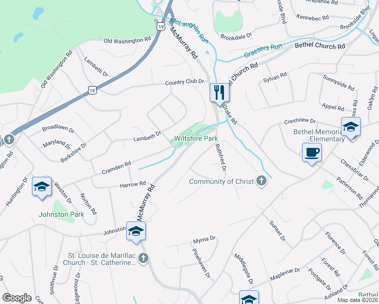 map of restaurants, bars, coffee shops, grocery stores, and more near 215 McMurray Road in Pittsburgh