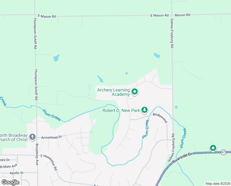 map of restaurants, bars, coffee shops, grocery stores, and more near Winter Ridge Dr in Sidney